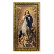 14.5" x 26" Antique Gold Leaf Frame with 10" x 20" Murillo: Immaculate Conception Print