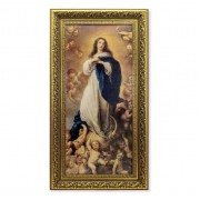 14.5" x 26" Antique Gold Leaf Frame with 10" x 20" Murillo: Immaculate Conception Print