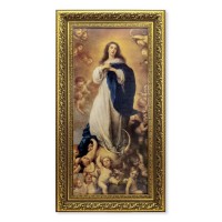 14.5" x 26" Antique Gold Leaf Frame with 10" x 20" Murillo: Immaculate Conception Print