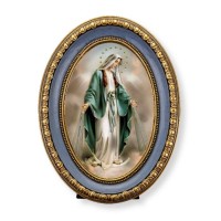 5 1/2" x 7 1/2" Oval Gold-Leaf Frame with a Our Lady of Grace Print 5 1/2" x 7 1/2" Oval Gold-Leaf Frame with a Our Lady of Grace Print