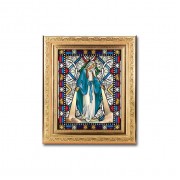 8 1/4" x 10 1/4" Gold Ornate Frame with a 6" x 8" Our Lady of Grace Textured Glass Artwork