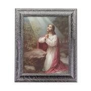 10 1/2" x 12 1/2" Grey Oak Finish Frame with an 8" x 10" Christ On Mount Olive Print