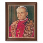 13 1/2" x 16 9/16" Walnut Finished Frame with 11" x 14" Saint John Paul II Textured Art