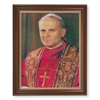 13 1/2" x 16 9/16" Walnut Finished Frame with 11" x 14" Saint John Paul II Textured Art