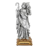 4 1/2" Pewter Good Shepherd Statue Gift Boxed