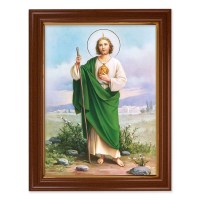 15 1/2" x 19 1/2" Walnut Finish Frame with Gold Accent and a 12" x 16" St. Jude Textured Art