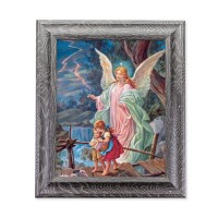 10 1/2" x 12 1/2" Grey Oak Finish Frame with an 8" x 10" Guardian Angel Print