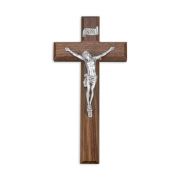 10" Walnut Wood Cross with a Fine Pewter Corpus