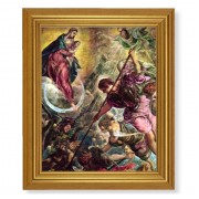 10" x 12" Gold Leaf Finish Beveled Frame with 8" x 10" Battle of The Archangel St Michael Textured Art