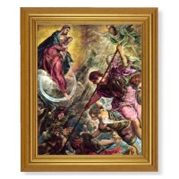 10" x 12" Gold Leaf Finish Beveled Frame with 8" x 10" Battle of The Archangel St Michael Textured Art