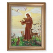 13 1/2" x 16 9/16" Gold Leaf Antique Finished Frame with 11" x 14" Saint Francis Textured Art