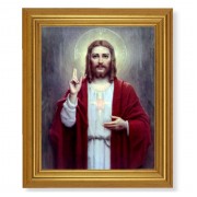 10" x 12" Gold Leaf Finish Beveled Frame with 8" x 10" Chambers: Sacred Heart of Jesus Textured Art