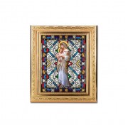 8 1/4" x 10 1/4" Gold Ornate Frame with a 6" x 8" Divine Innocence Textured Glass Artwork