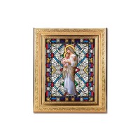 8 1/4" x 10 1/4" Gold Ornate Frame with a 6" x 8" Divine Innocence Textured Glass Artwork