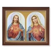 13 1/2" x 16 9/16" Walnut Finished Frame with 11" x 14" The Sacred Hearts Textured Art