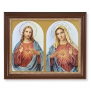 13 1/2" x 16 9/16" Walnut Finished Frame with 11" x 14" The Sacred Hearts Textured Art