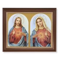 13 1/2" x 16 9/16" Walnut Finished Frame with 11" x 14" The Sacred Hearts Textured Art