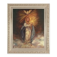 10" x 12" Ornate Silver Frame with a Mary with Monstrance Print