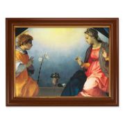 15 1/2" x 19 1/2" Walnut Finish Frame with Gold Accent and a 12" x 16" Sarto: The Annunciation Textured Art
