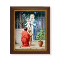 10 1/2" x 12 1/2" Walnut Finish Beveled Frame with 8" x 10" Holy Family with Saint John Textured Art