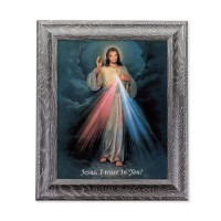10 1/2" x 12 1/2" Grey Oak Finish Frame with an 8" x 10" Divine Mercy Print