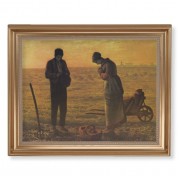 13 1/2" x 16 9/16" Gold Leaf Antique Finished Frame with 11" x 14" Millet: The Angelus Textured Art