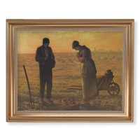 13 1/2" x 16 9/16" Gold Leaf Antique Finished Frame with 11" x 14" Millet: The Angelus Textured Art