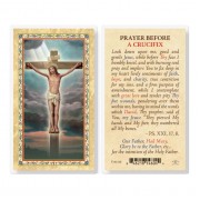 25pk - Prayer Before A Crucifix  Gold Stamped Laminated Holy Card  Pk 25