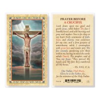 25pk - Prayer Before A Crucifix  Gold Stamped Laminated Holy Card  Pk 25