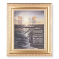 10 1/4" x 12 1/4" Satin Gold Frame with an 8" x 10" Footprints Print