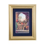 5 1/4" x 6 3/4" Gold Leaf Frame-Navy Blue Matte with a 2 1/2" x 3 3/4" Last Supper Print