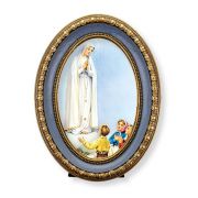5 1/2" x 7 1/2" Oval Gold-Leaf Frame with a Our Lady of Fatima Print