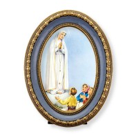 5 1/2" x 7 1/2" Oval Gold-Leaf Frame with a Our Lady of Fatima Print