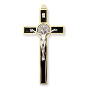 7" St. Benedict Black Crucifix with Gold Finish Trim