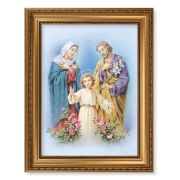 15 1/2" x 19 1/2" Antique Gold Leaf Beveled Frame with Bead Inlay and 12" x 16" The Holy Family Textured Art
