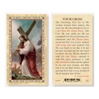 25pk - Your Cross - Christ With Cross Gold Stamped Laminated Holy Card  Pk 25