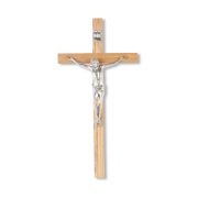 10" Oak Wood Cross with a Fine Pewter Corpus