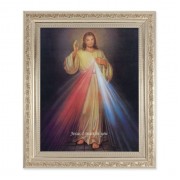 10" x 12" Ornate Silver Frame with a Divine Mercy Print