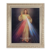 10" x 12" Ornate Silver Frame with a Divine Mercy Print