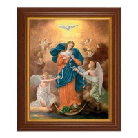 10 1/2" x 12 1/2" Walnut Finish Beveled Frame with 8" x 10" Our Lady Untier of Knots Textured Art