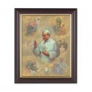 10" x 12" Walnut Frame with Gold Inside Lip and a 8" x 10" St. John Paul II Print