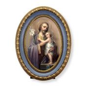 5 1/2" x 7 1/2" Oval Gold-Leaf Frame with a Saint Joseph Print