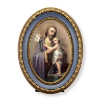 5 1/2" x 7 1/2" Oval Gold-Leaf Frame with a Saint Joseph Print