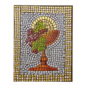 3" x 4" Chalice and Grapes Acrylic and Gold Foil Mosaic Tile