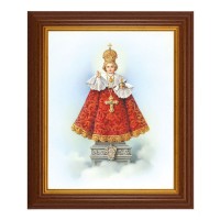 10 1/2" x 12 1/2" Walnut Finish Beveled Frame with 8" x 10" Infant of Prague Textured Art