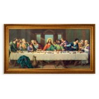 24" x 44" Antique Gold Leaf Beveled Frame with Carved Rope Trim -Zabateri: Last Supper Canvas Artwork