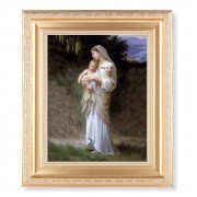 10 1/4" x 12 1/4" Satin Gold Frame with an 8" x 10" Bouguereau's Divine Innocence Print