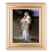 10 1/4" x 12 1/4" Satin Gold Frame with an 8" x 10" Bouguereau's Divine Innocence Print