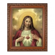 10" x 12" Ornate Wood Frame with an 8" x 10" Sacred Heart of Jesus Print