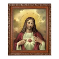 10" x 12" Ornate Wood Frame with an 8" x 10" Sacred Heart of Jesus Print